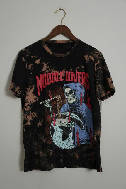 ROMWE Bleach Tie-Dye Graphic Tee “Noodle Lovers” Size Medium