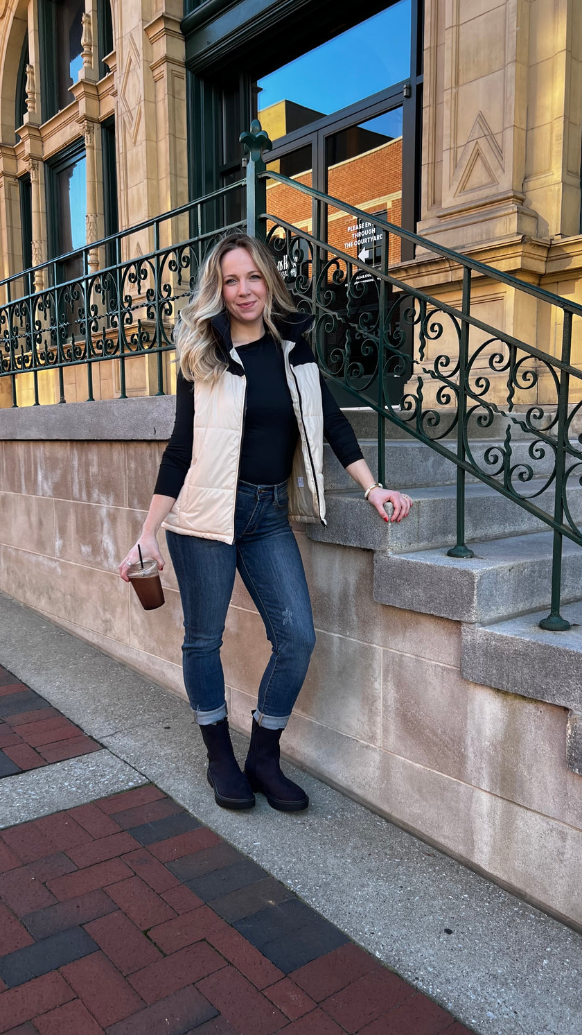 Two-Tone Zip-Up Vest