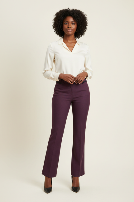Purple Dress Pants - Black Model