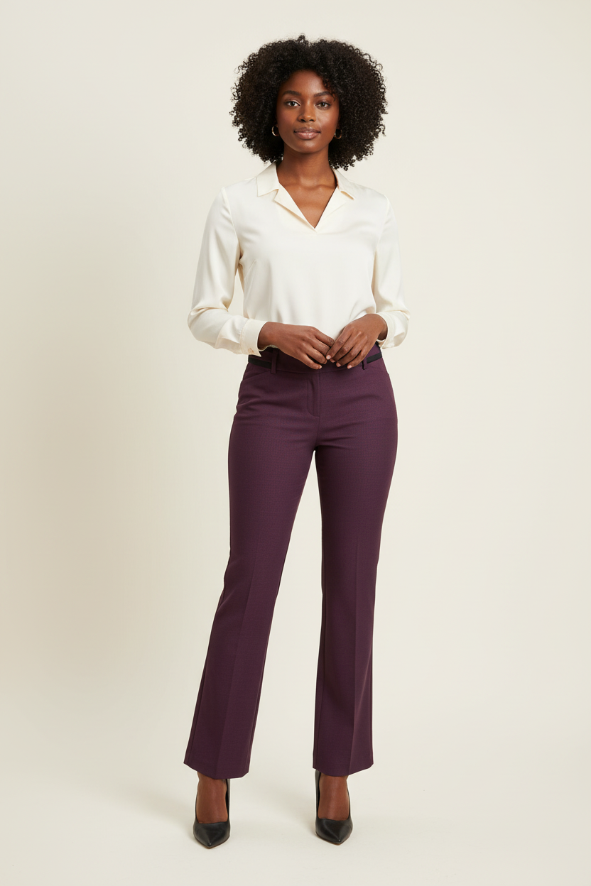 Purple Dress Pants - Black Model