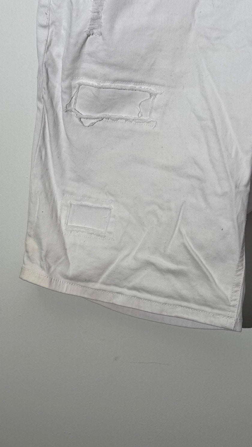 Ashley Stewart White Distressed Denim Bermuda Shorts Size 20