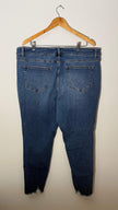 Terra & Sky Blue Distressed Skinny Denim Jeans with Raw Hem, Size 20W