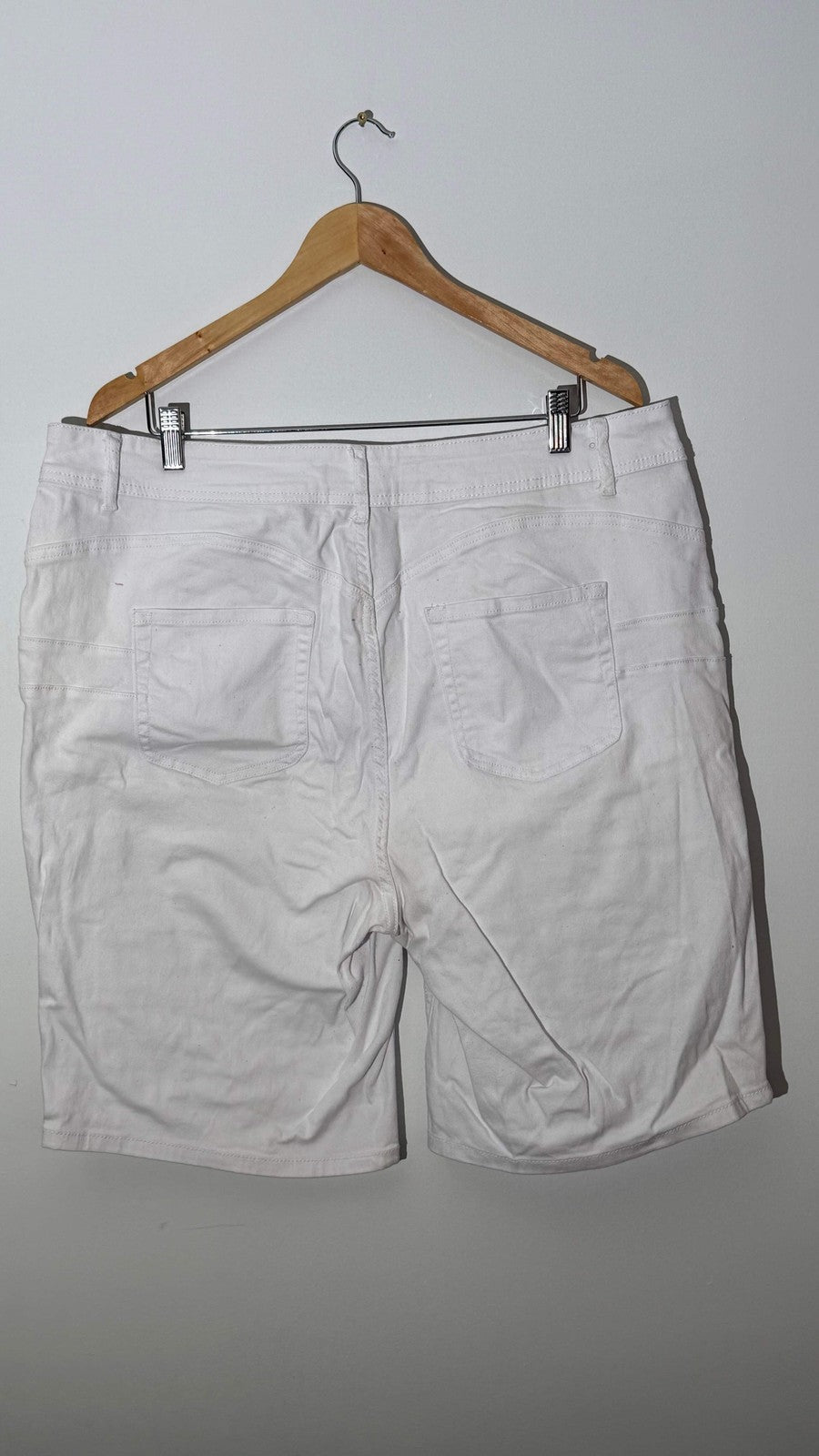 Ashley Stewart White Distressed Denim Bermuda Shorts Size 20