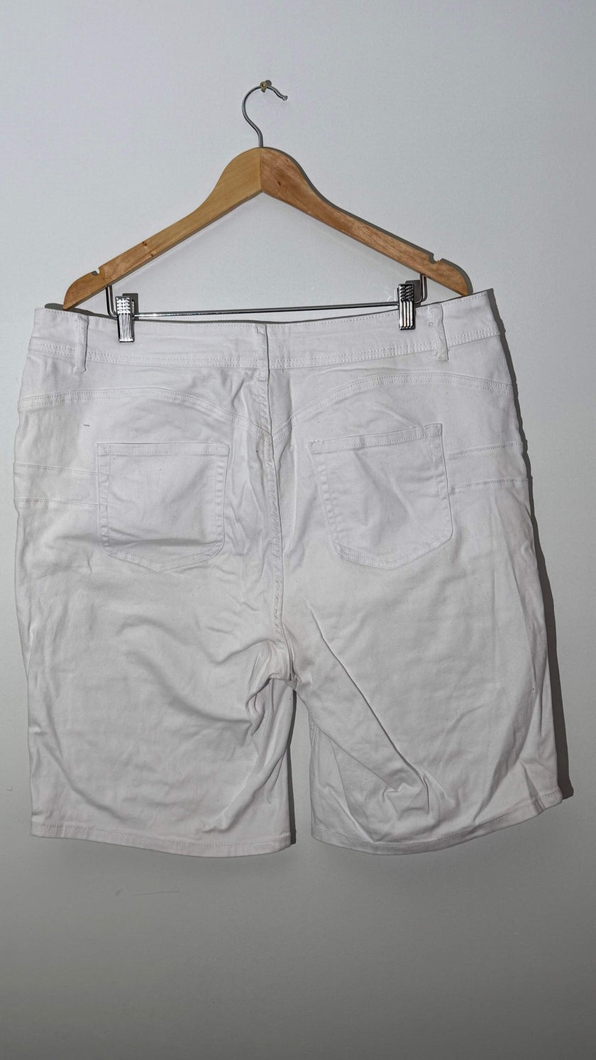 Ashley Stewart White Distressed Denim Bermuda Shorts Size 20