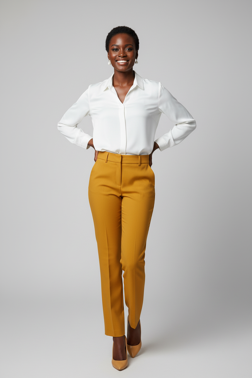 Yellow Dress Pants - Youthful Model