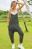 V-Neck Pocketed Jumpsuit