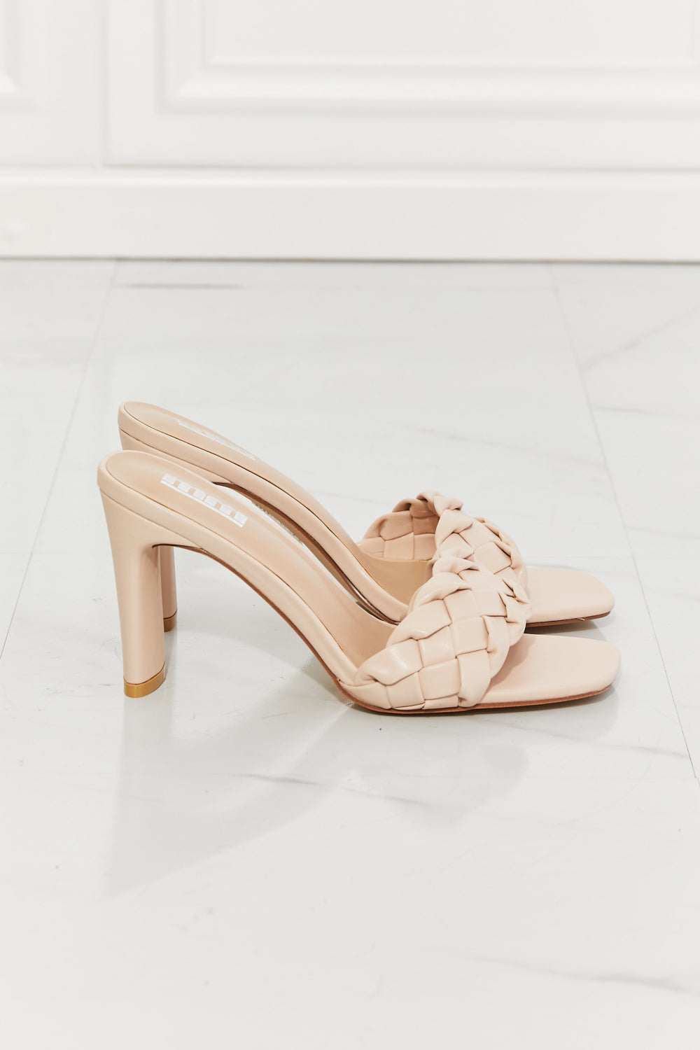 LLB Braided Block Heel Sandals Beige Nude