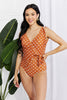 Marina West Swim Full Size Float On Ruffle Faux Wrap One-Piece in Terracotta