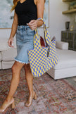 Checkerboard Lazy Wind Big Bag in Lilac & Yellow