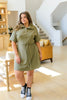 Darla Button Up Collared Dress in Olive