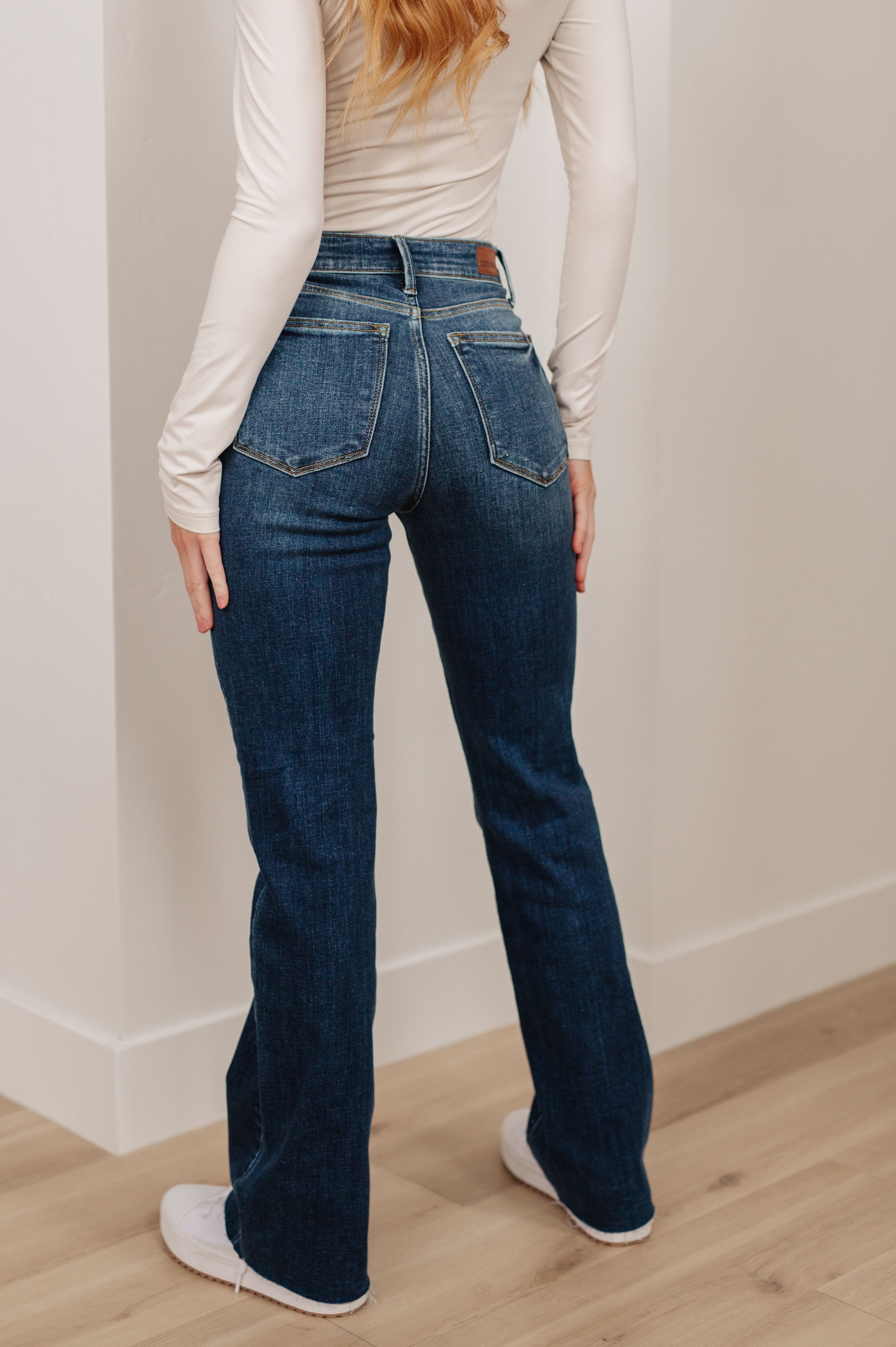 Judy Blue - Josephine Mid Rise Raw Hem Bootcut Jeans