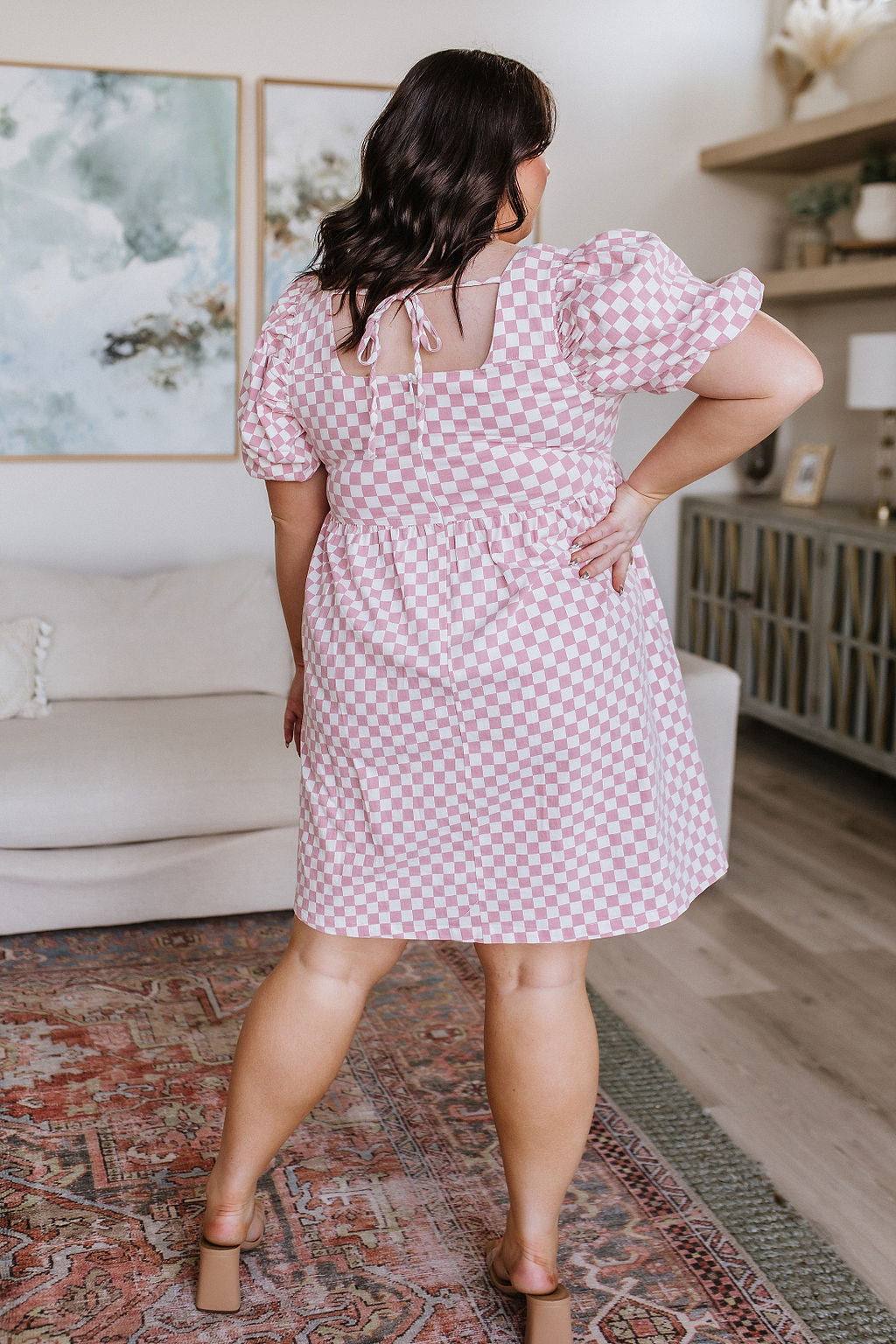 The Moment Checkered Babydoll Dress