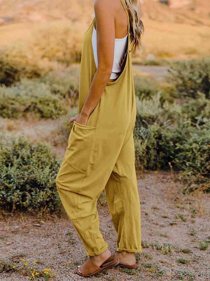 Sleeveless V-Neck Pocketed Jumpsuit