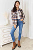 Plaid Button Front Shirt Jacket with Breast Pockets