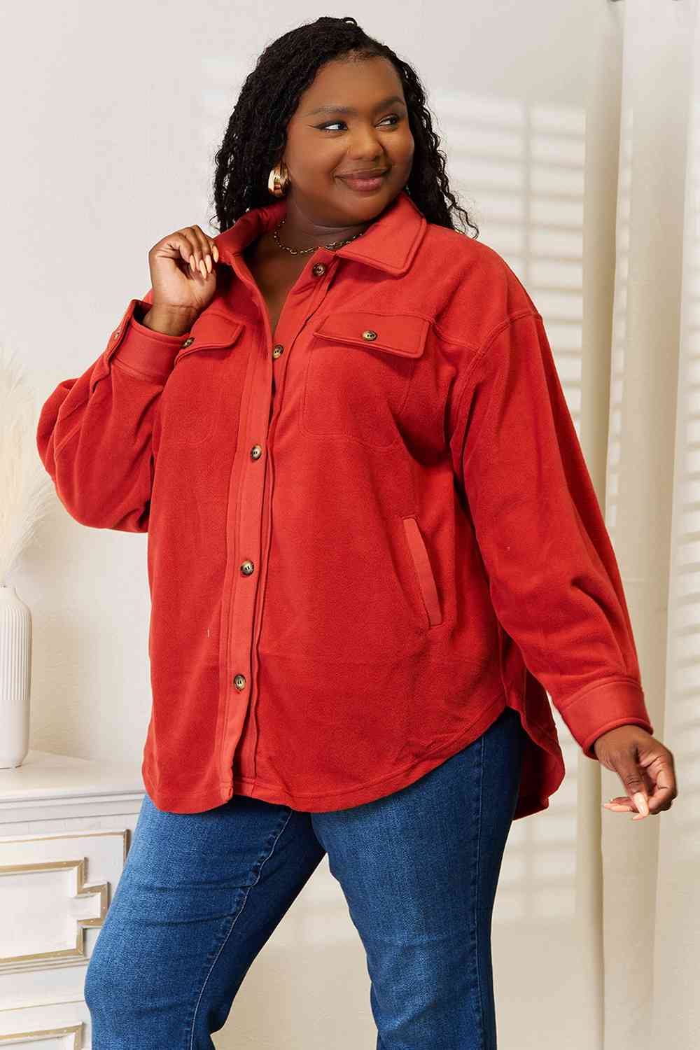 Cozy Girl Full Size Button Down Shacket