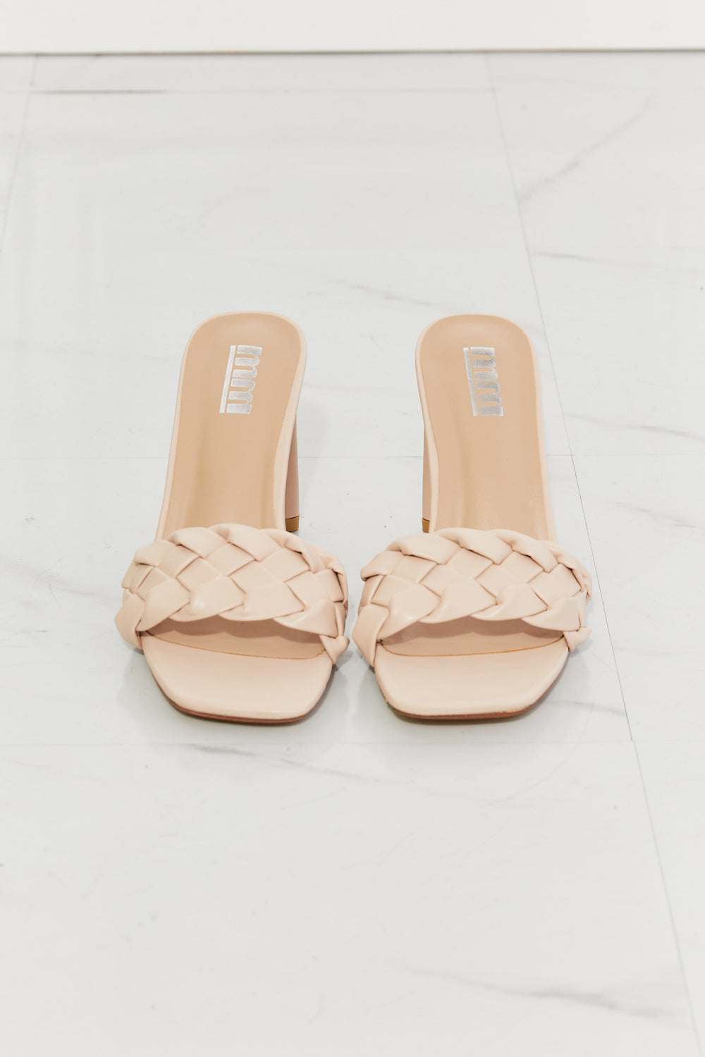 LLB Braided Block Heel Sandals Beige Nude